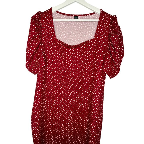 SHEIN Curve 3XL Red Heart Mini Dress • Puff Sleeve Plus Size - Picture 9 of 11
